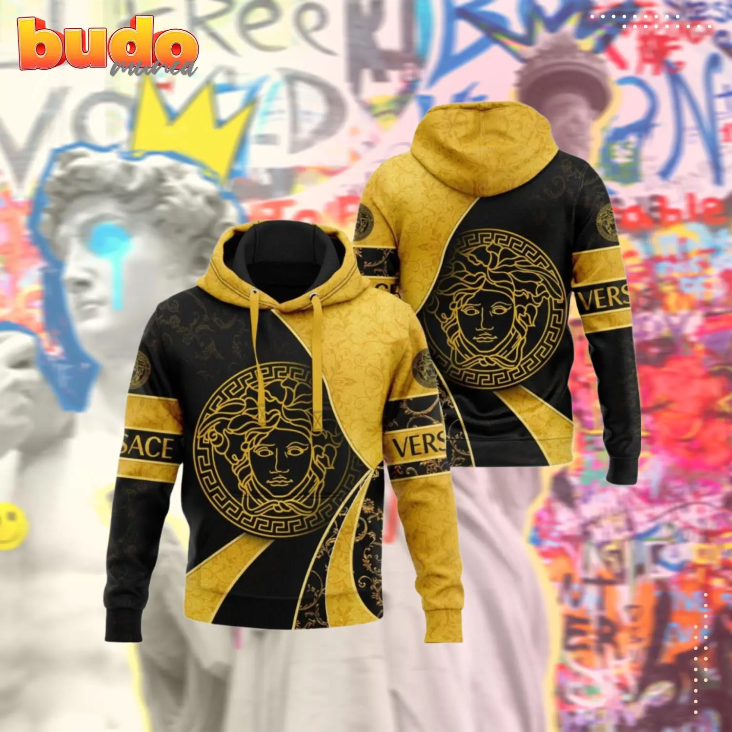Gianni versace yellow unisex hoodie for men women luxury brand clothing clothes outfit - hot new